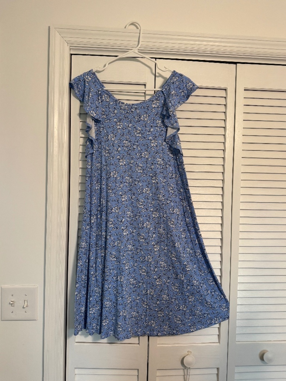 Loft knit blue floral dress, small